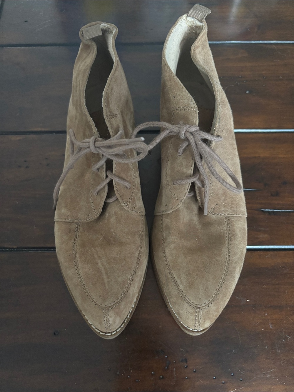 Nine West Women's Tan Suede Lace-Up Ankle Booties